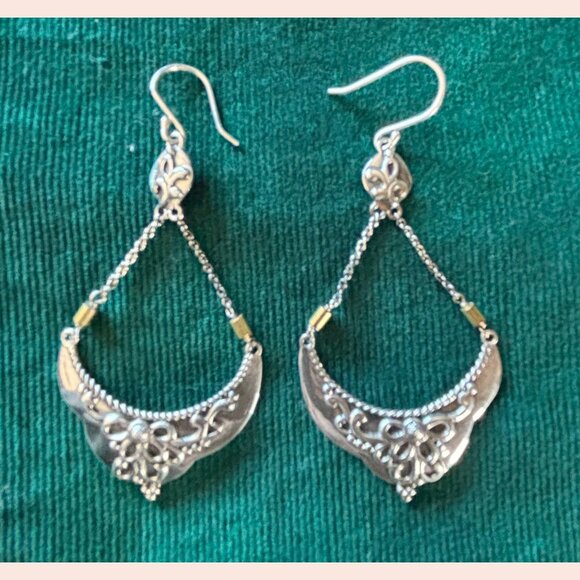 Silpada Jewelry - EUC Silpada Swing of Things Engraved .925 Sterling Silver & Brass Earrings W3152